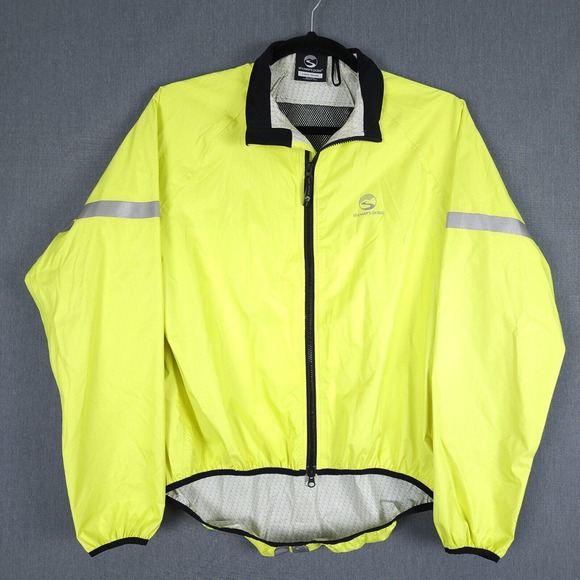 Showers Pass Cycling Jacket Womens Large Neon Yellow Hi Vis Reflective Full Zip - Picture 1 of 9